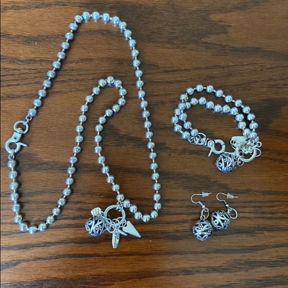 Plunder silver necklace, bracelet, earrings set